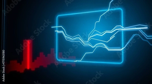 Fototapeta Dynamic stock market analysis with glowing lines and charts visualizing trends, growth, and finance data