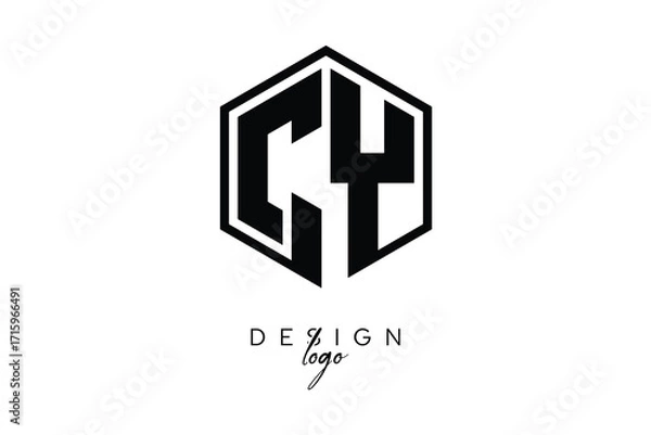 Fototapeta CY Polygon Monogram Logo – Modern Hexagon Shield Emblem for Creative Branding & Identity Design