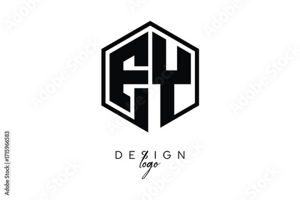 Fototapeta EY Polygon Monogram Logo – Modern Hexagon Shield Emblem for Creative Branding & Identity Design
