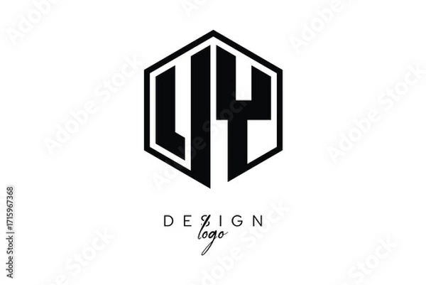 Fototapeta UY Polygon Monogram Logo – Modern Hexagon Shield Emblem for Creative Branding & Identity Design