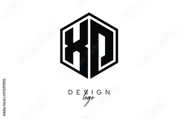 Fototapeta XD Polygon Monogram Logo – Modern Hexagon Shield Emblem for Creative Branding & Identity Design