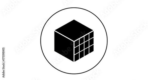 Fototapeta Isometric cube icon within circle simple design