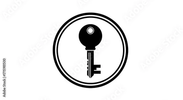 Fototapeta Key icon within circular frame isolated