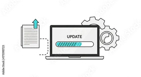 Fototapeta Laptop with update progress bar