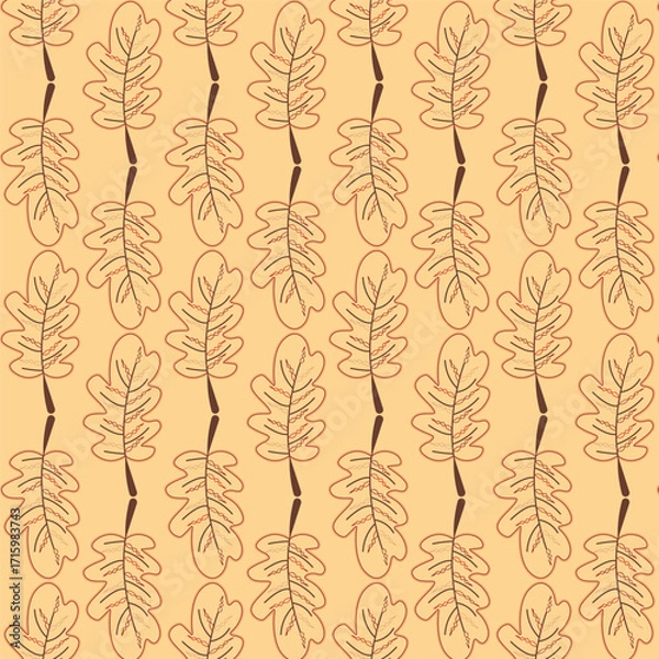 Fototapeta Print autumn_leaves_line_art_pattern_background
