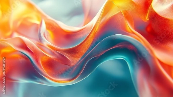 Obraz 3D Rendering of Swirling Multi-Colored Liquid Paints