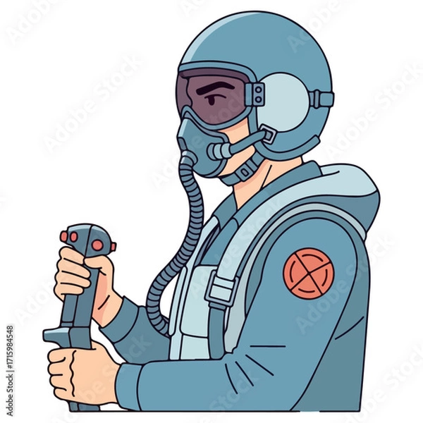 Fototapeta Pilot in uniform holding a control stick.