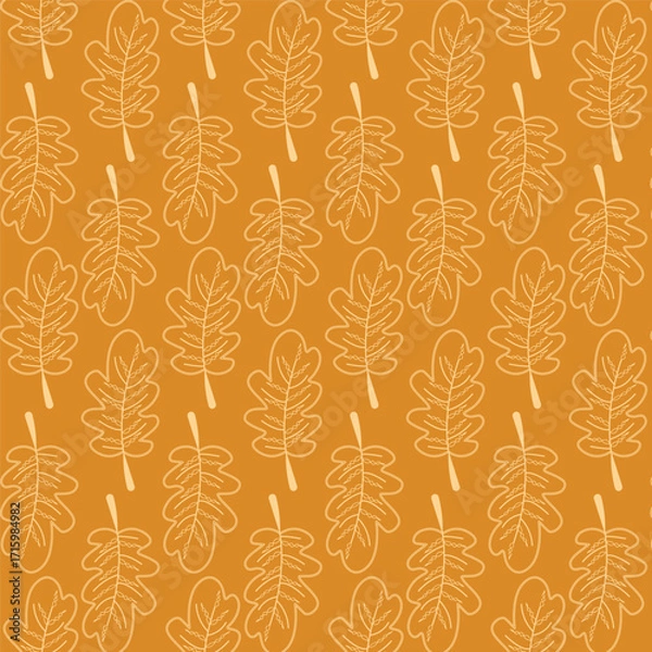 Fototapeta Print autumn_leaves_line_art_pattern_background