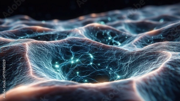 Fototapeta Scientific visualization of synthetic skin cells at a microscopic level. The structure should appear similar to human skin layers.