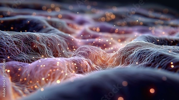 Fototapeta Scientific visualization of synthetic skin cells at a microscopic level. The structure should appear similar to human skin layers.