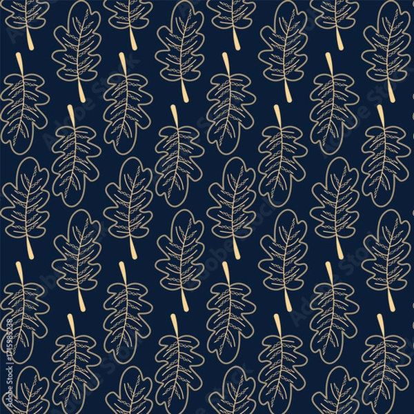 Fototapeta Print autumn_leaves_line_art_pattern_background