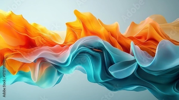 Obraz 3D Rendering of Swirling Multi-Colored Liquid Paints