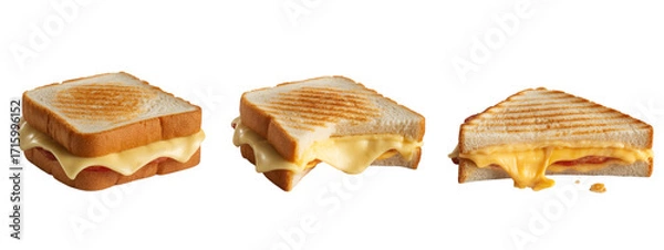 Fototapeta Indulgent grilled cheese sandwiches with gooey melted cheese, perfectly toasted bread, and a hint of savory filling, offering pure comfort and deliciousness