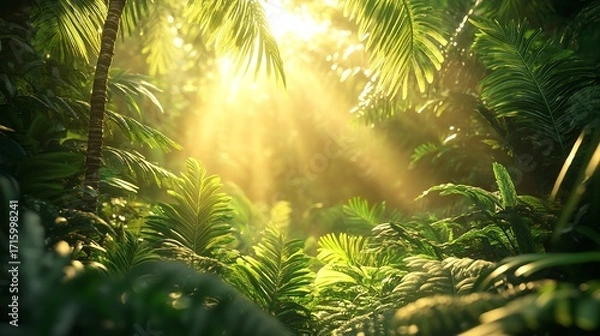 Obraz Sunlight Illuminating Lush Rainforest
