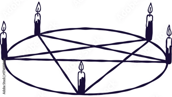 Obraz Pentagram Candles Illustration