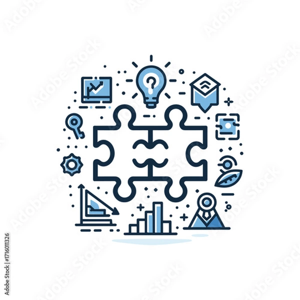 Fototapeta Creative illustration of business concepts and analytics