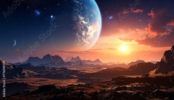 Fototapeta sunrise over the mountains