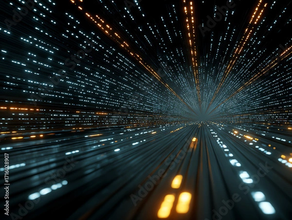 Obraz Abstract light trails depicting speed and innovation in technology.