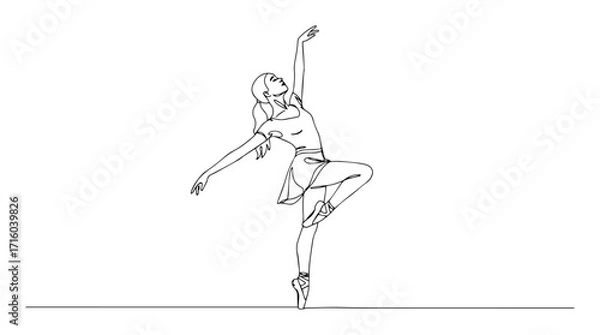 Fototapeta continuous line ballerina dancer elegant pose vector