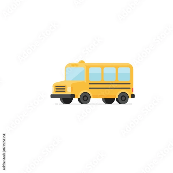 Fototapeta Flat Vector Illustration of Yellow School Bus Side View for Education and Transportation Concept