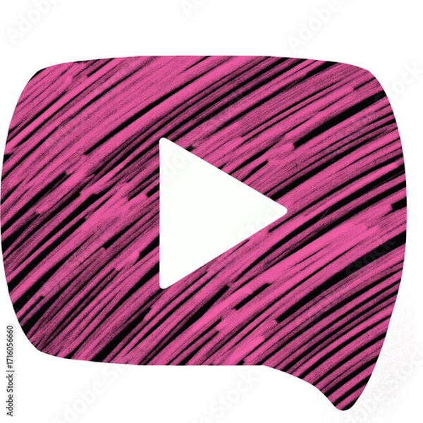 Fototapeta Play Button in Pink Scribble Speech Bubble
