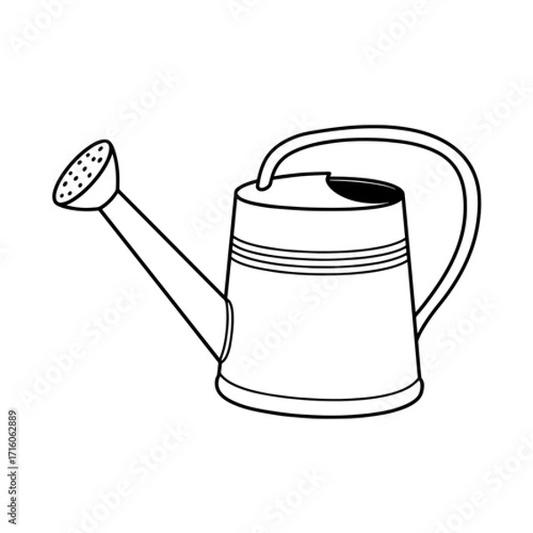 Fototapeta Watering can in simple line art style for garden use  