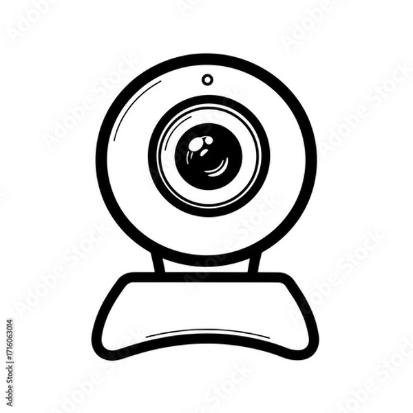 Fototapeta Webcam illustration with round lens and adjustable stand  