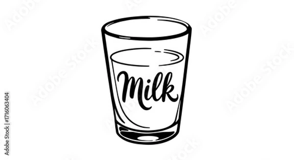 Fototapeta Glass of milk with handwritten text on a simple background  