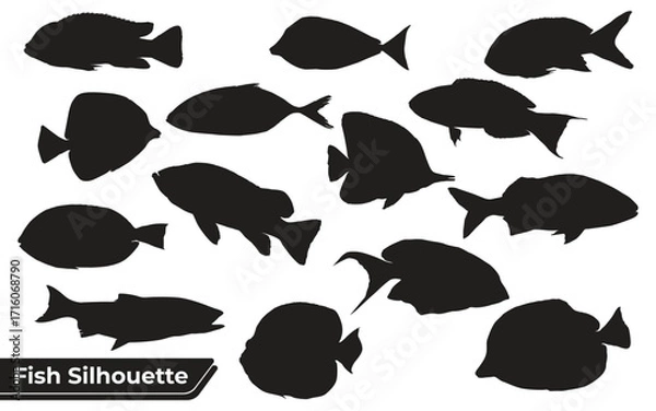 Fototapeta fish silhouettes sheet