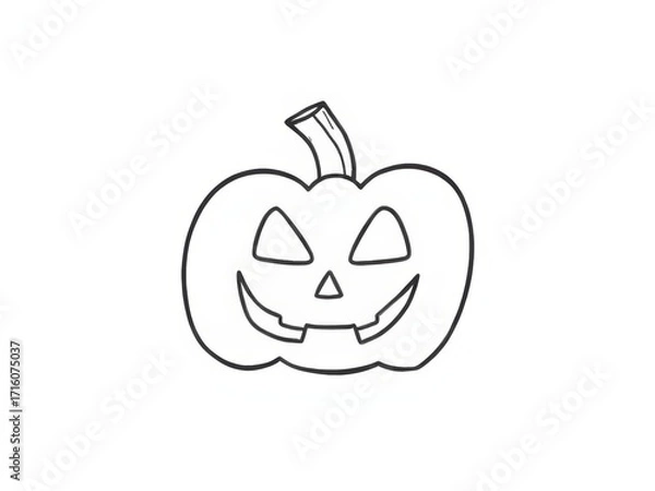 Obraz Engraved Halloween pumpkin with facial features and smiling expression  