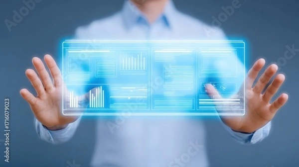 Fototapeta Businessman strategizing with digital tablet, analyzing growth charts and market trends