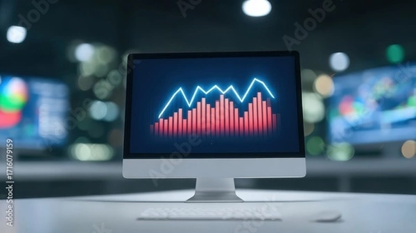 Fototapeta Comprehensive data visualization, analyzing trends and insights on a computer screen graph