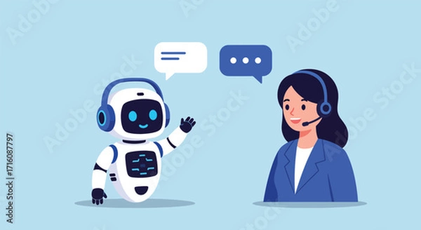 Fototapeta Artificial Intelligence Chatbot Assisting Customer Service Agent.