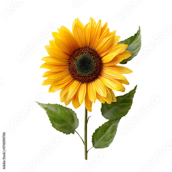 Fototapeta Vibrant sunflower blossom radiating warmth and joy on transparent background