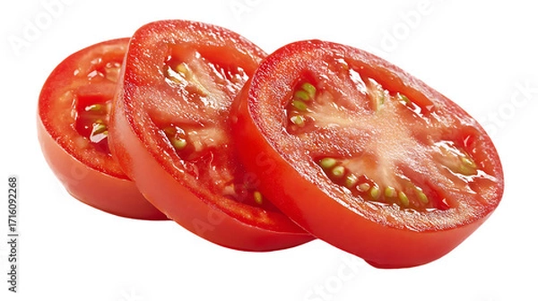 Obraz Freshly sliced tomatoes for salad or cooking on transparent background