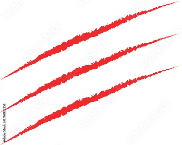 Obraz Red Claw Marks Graphic – Aggressive Scratch Design on White Background