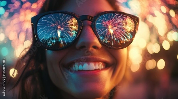 Fototapeta Celebratory fireworks display urban park event photography festive atmosphere close-up view joyful moments