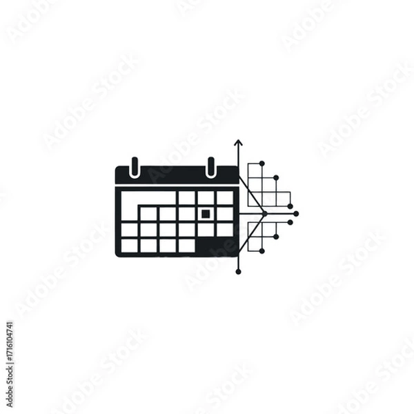 Fototapeta Calendar icon illustrating data analysis with charts and graphs for project management insights