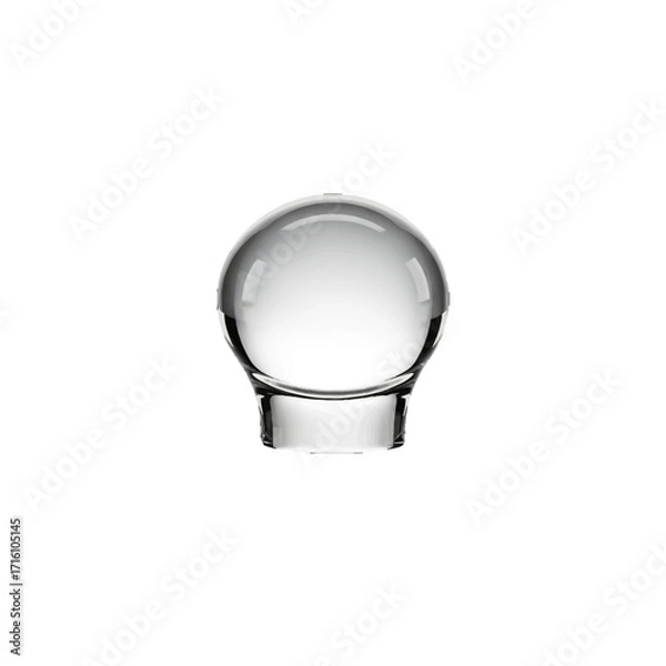 Fototapeta Clear glass sphere on a white background, reflecting light, ideal for decorative or artistic use