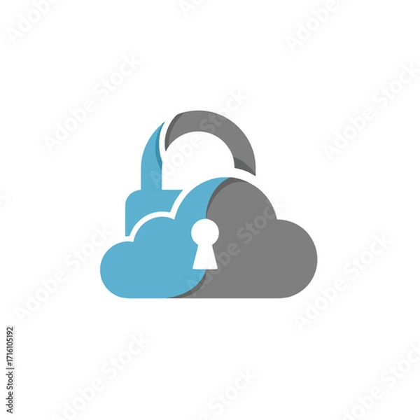 Fototapeta Cloud computing security concept with an unlocked padlock symbolizing data protection challenges