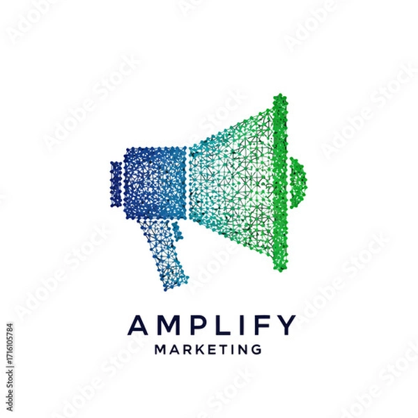 Fototapeta Colorful geometric megaphone symbolizing marketing communication and brand amplification
