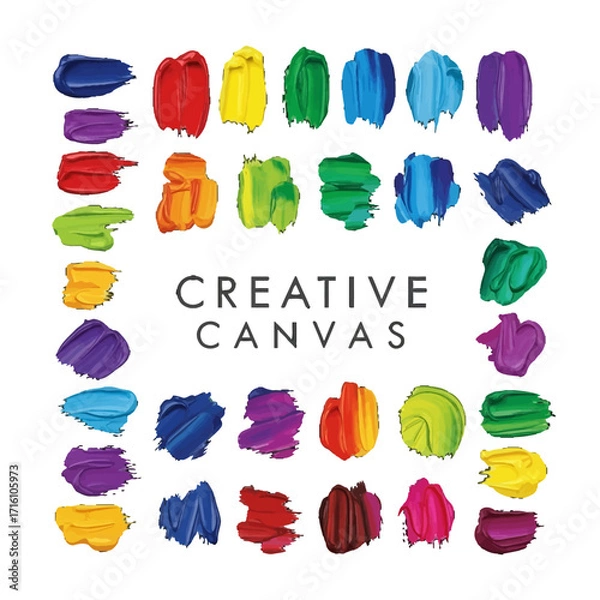 Fototapeta Colorful paint swatches arranged in a creative pattern showcasing artistic expression and design