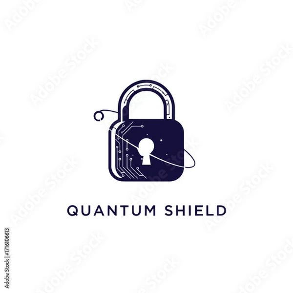 Fototapeta Digital illustration of a padlock with circuit patterns, symbolizing cybersecurity and protection