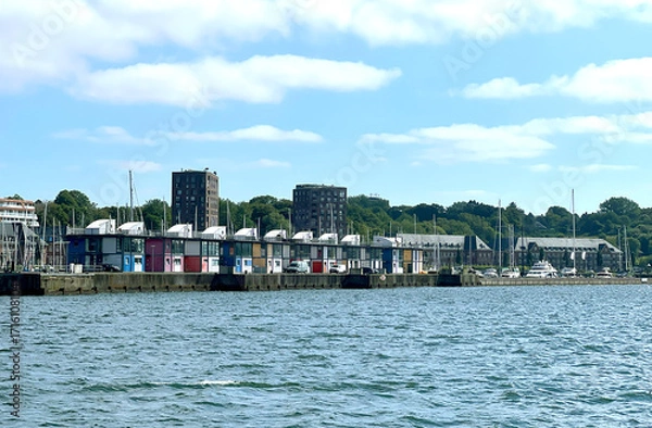 Fototapeta A view of luxury houses on Baltic Sea in Sonwik Flensburg at daylight 