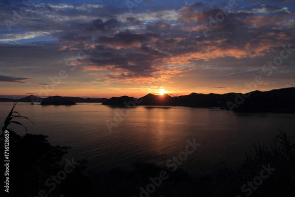 Obraz 愛媛県愛南町　宇和海の夕景