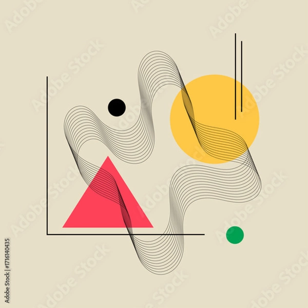 Fototapeta geometric shapes and contemporary abstract art in minimalist mid century design