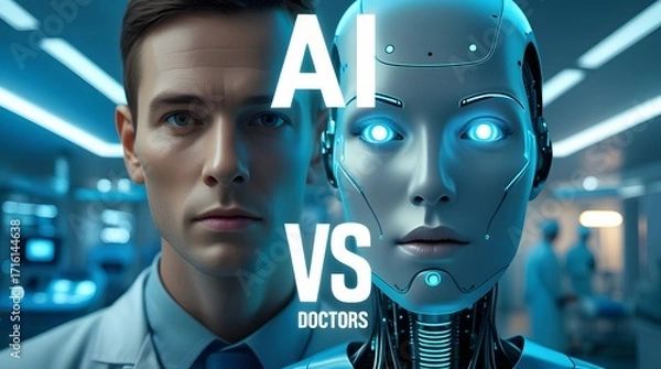 Fototapeta artificial intelligence versus human doctors healthcare