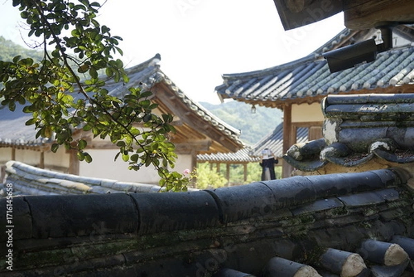 Obraz 경상북도 안동에 있는 병산서원은 고려시대부터 교육기관으로 사용되어 온 전통적인 한국식 건물로 아름다운 곳입니다.