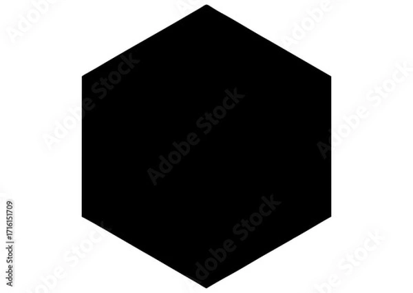 Fototapeta Black hexagon silhouette icon representing structure and geometry on a plain background