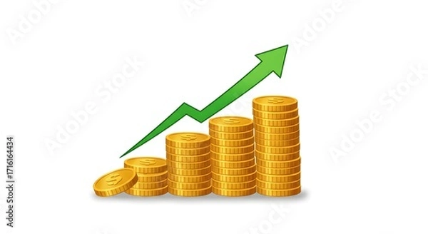 Fototapeta Icon of stacked coins with arrow on top